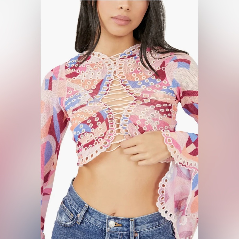 Free People | Eyes on You Bell Sleeve Eyelet Mesh
Crop Top | Size Small